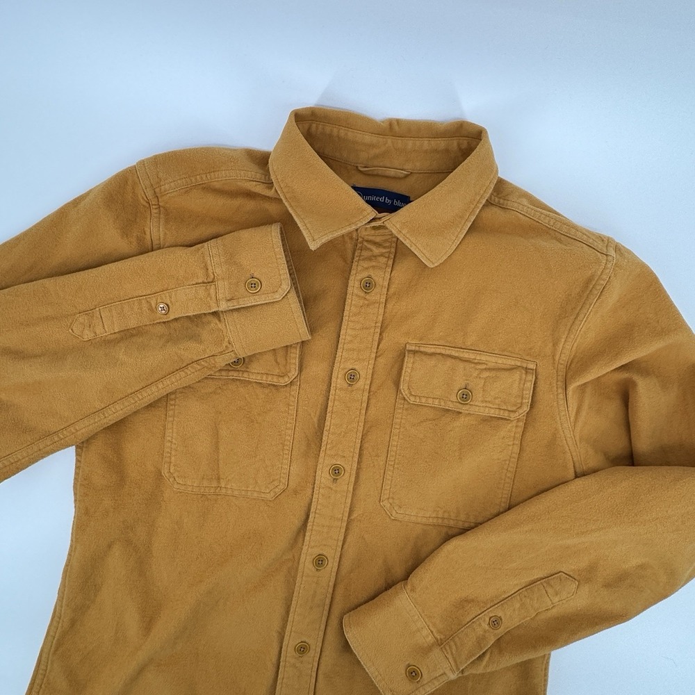 United By Blue Mustard Organic Cotton Work Shirt Mens Medium Button Up Utility‎